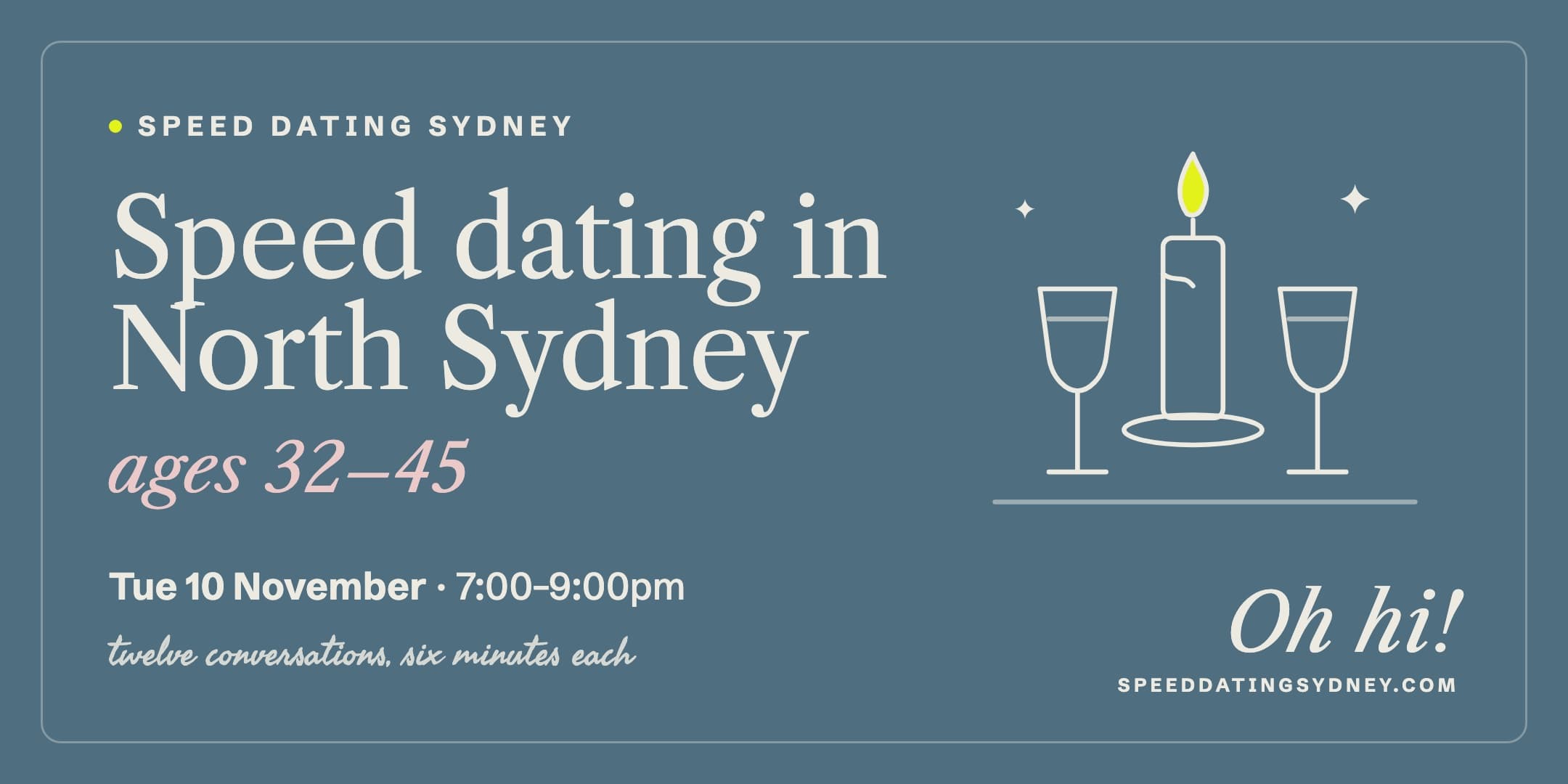 Speed Dating North Sydney | Ages 32–45 | Tue 10 Nov 2026, 7pm