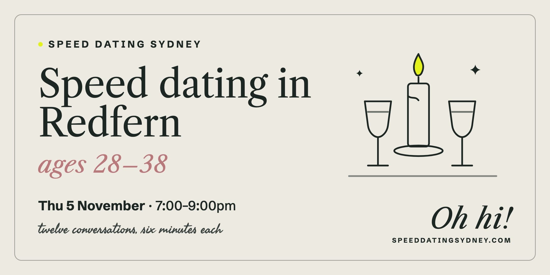 Speed Dating Redfern | Ages 28–38 | Thu 5 Nov 2026, 7pm